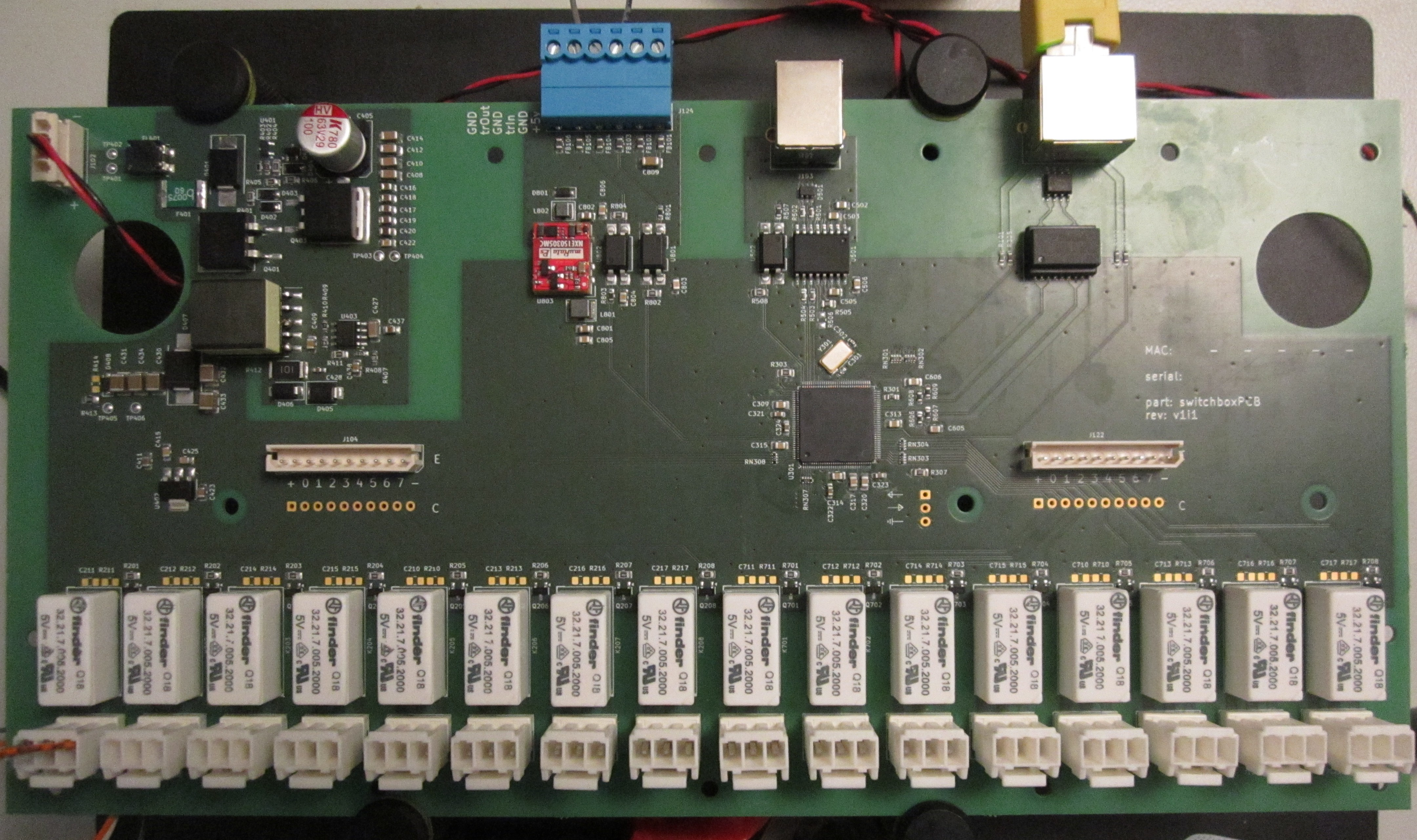 the initial build of the switchBox PCBA
